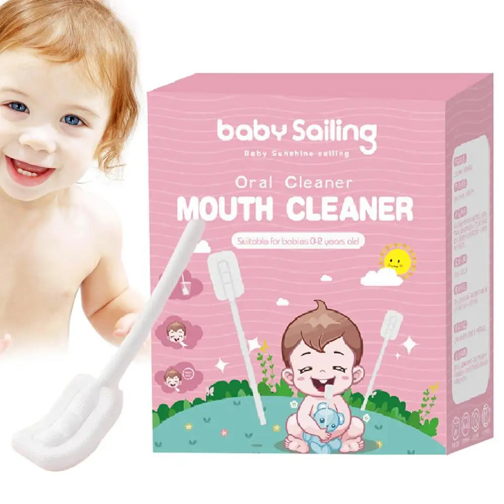 Baby Gauze Tongue Cleaner 30Pcs One-Time Baby Toothbrush Portable Oral Tongue Gauze Gum Cleaner Flexible Toothbrush Tongue