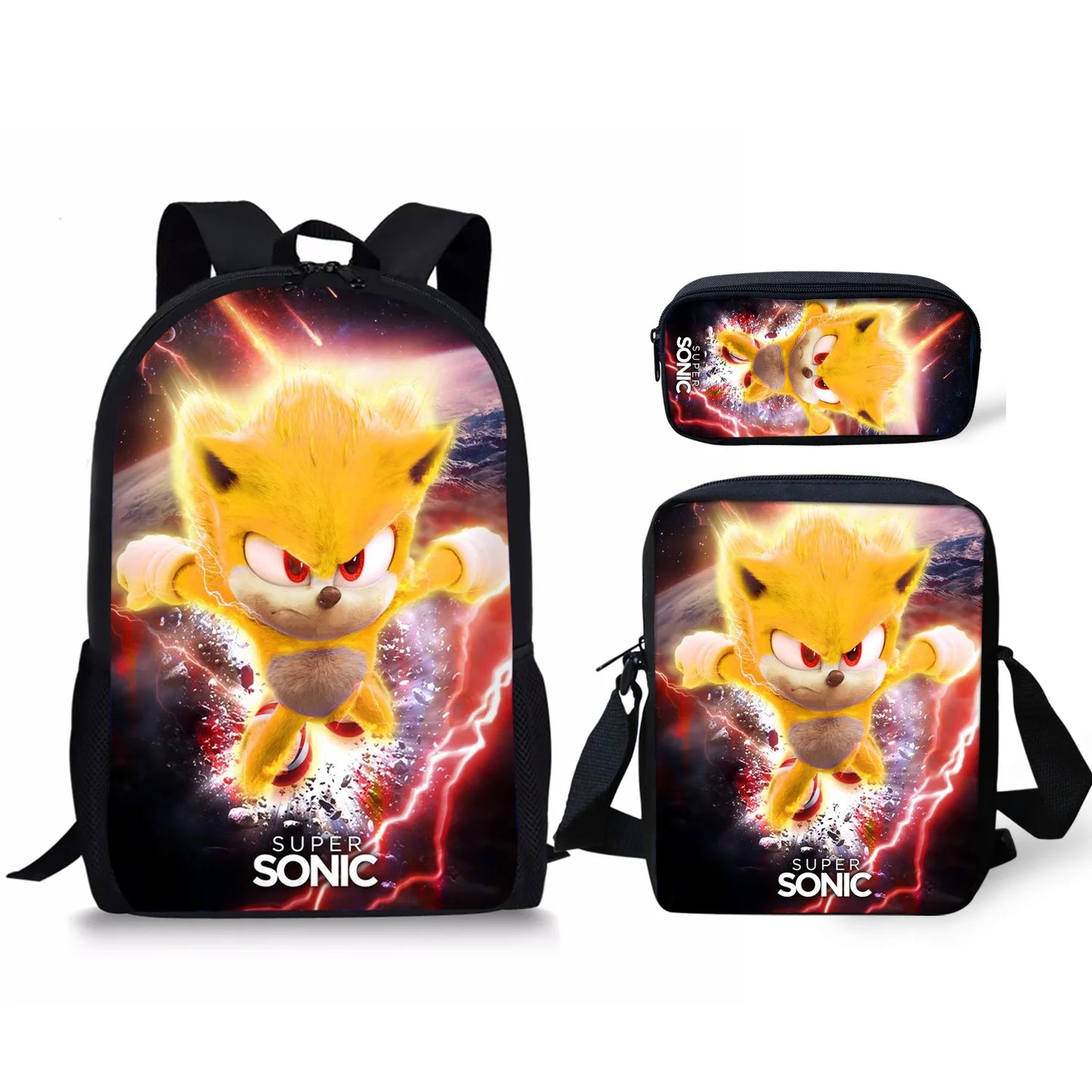 Sonic Backpack Primary and Middle School Students Schoolbag Boys Girls Anime Cartoon School Bag Mochila Zipper Shoulders