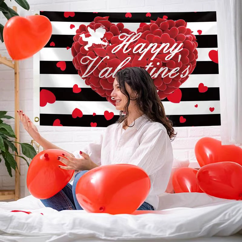 90X150Cm Valentine'S Day Theme Flag Hanging Decoration Double Sided Valentines Day Flag Valentines House Flag for Balcony Patio