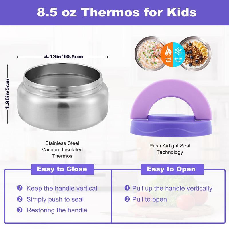 4 Compartment Bento Lunch Box with Soup Thermo, 1 Count Leakproof Lunch Food Container, Portable Lunch Box for Home Office School