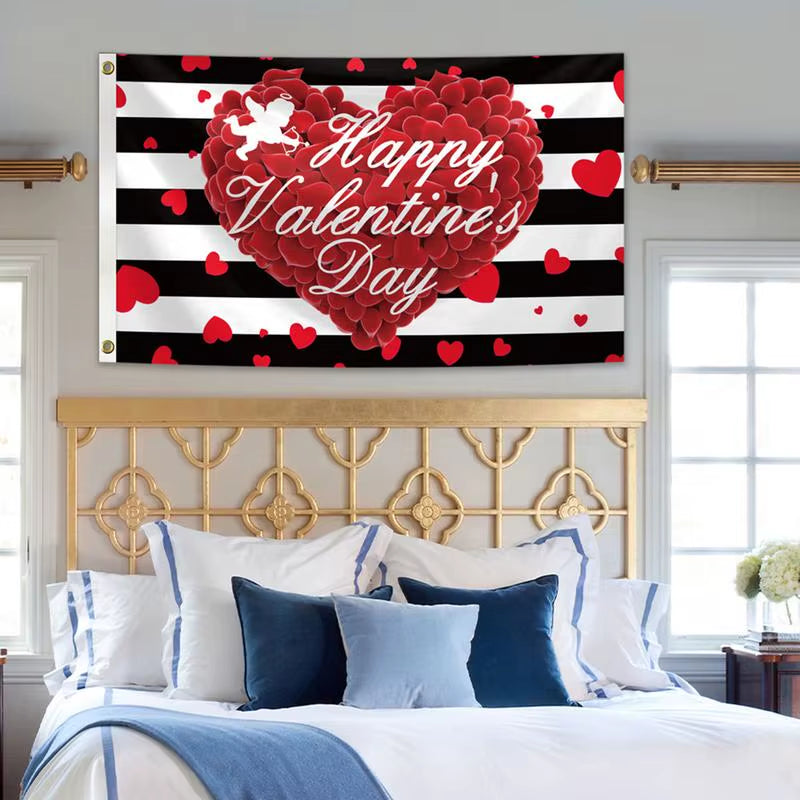 90X150Cm Valentine'S Day Theme Flag Hanging Decoration Double Sided Valentines Day Flag Valentines House Flag for Balcony Patio