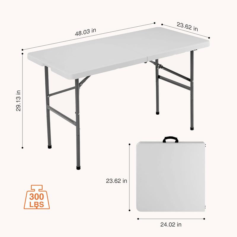 4/6/8FT Folding Table Outdoor Indoor Heavy Duty Portable Table with Carrying Handle for Camping Picnic Party for Christmas Gifts