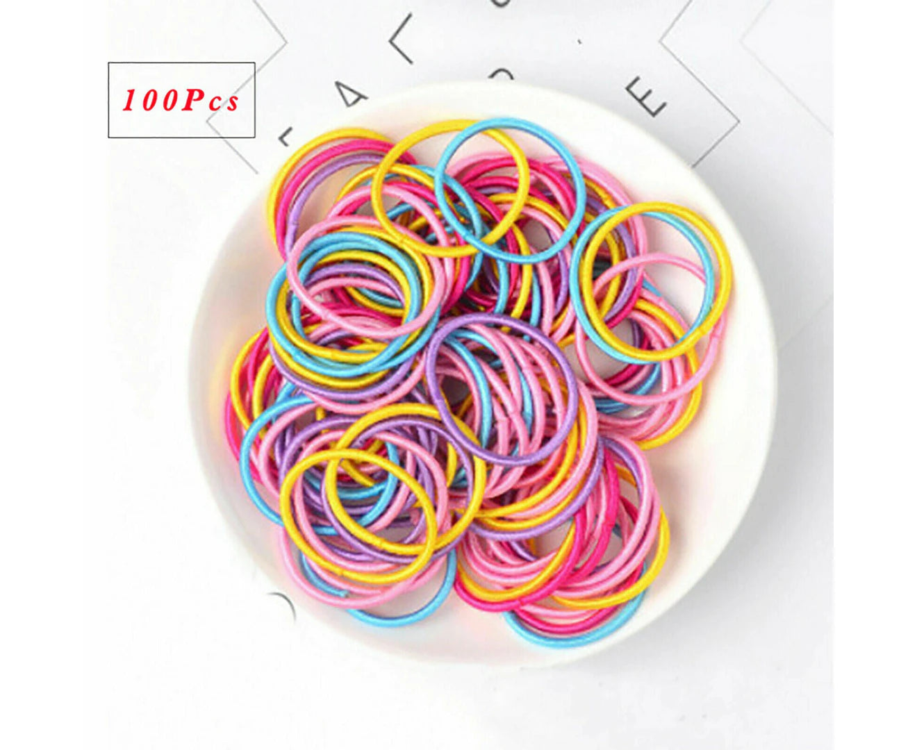 100X Hair Ties Elastic Band Snagless Ponytail Tie School Bubbles Various Colours