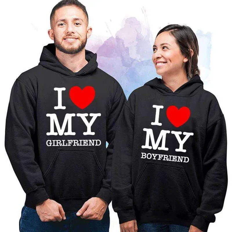 I Love My Girlfriend I Love My Boyfriend Hoodies for Couples Him and Her, Valentine'S Day Matching Hoodies for Couples, Wife Husband Boyfriend Girlfriend Gifts, His and Her Valentine Sweatshirts