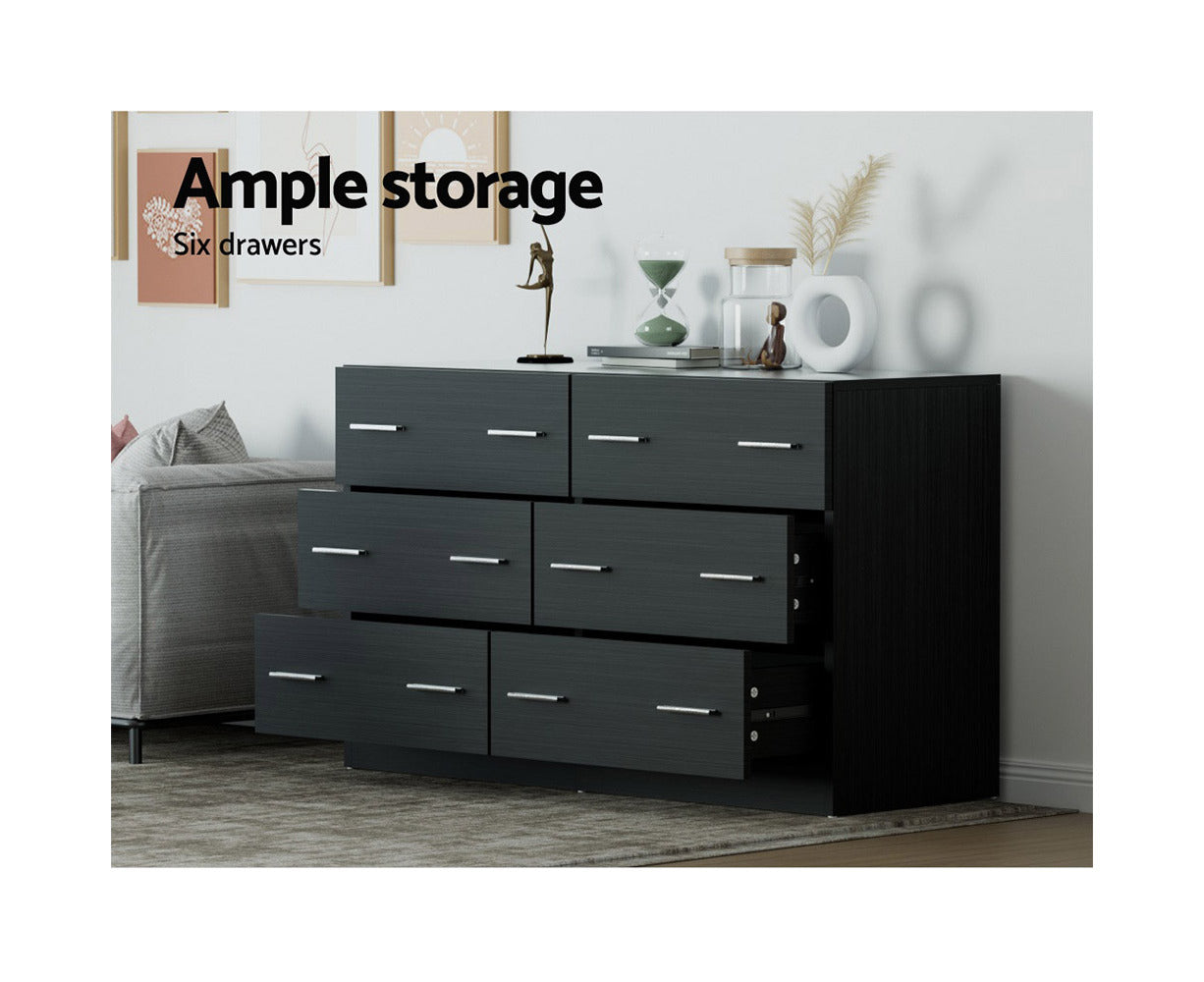 6 Chest of Drawers - VEDA Black