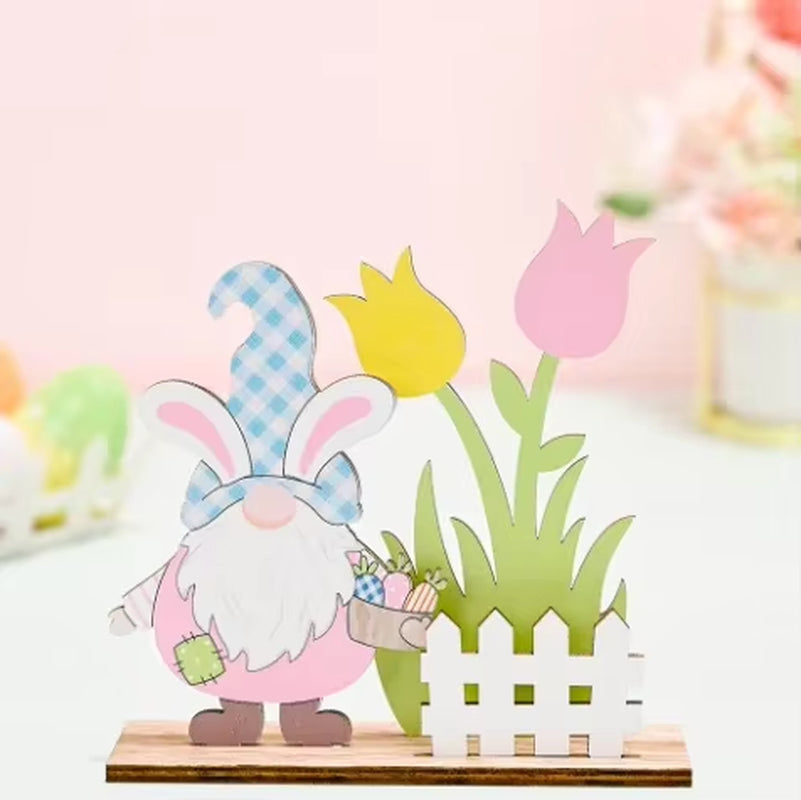 Beautiful Easter Decor Wooden Easter Ornaments Bunny Carrot Faceless Gnome Craft Spring Decoration Home Easter Decor Supplies