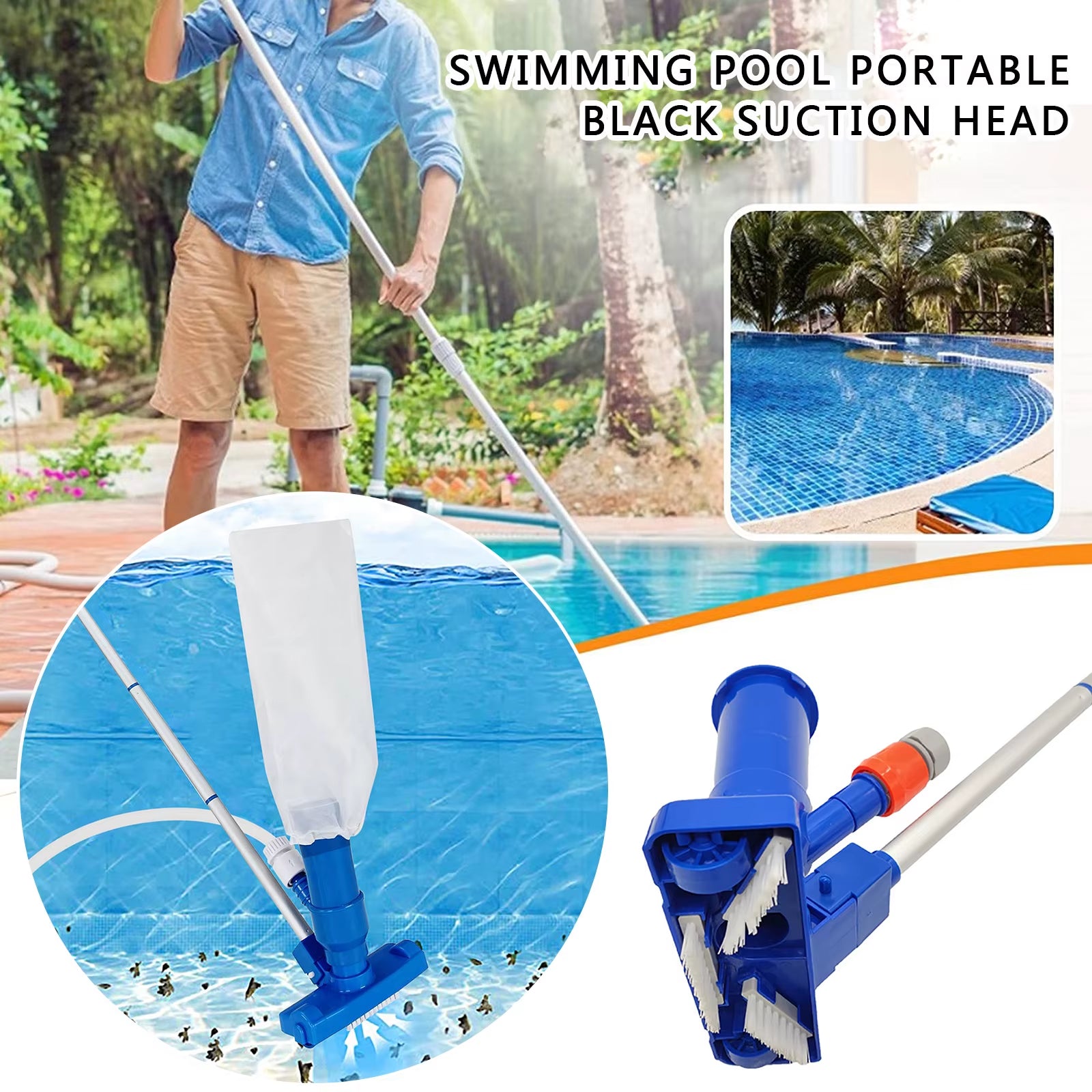 Pool Vacuum Cleaning Kit Clean Bottoms Net for Pool Filter Swimming Pool Vacuum Cleaner Set Cleaning Skimmer Pool Accessories