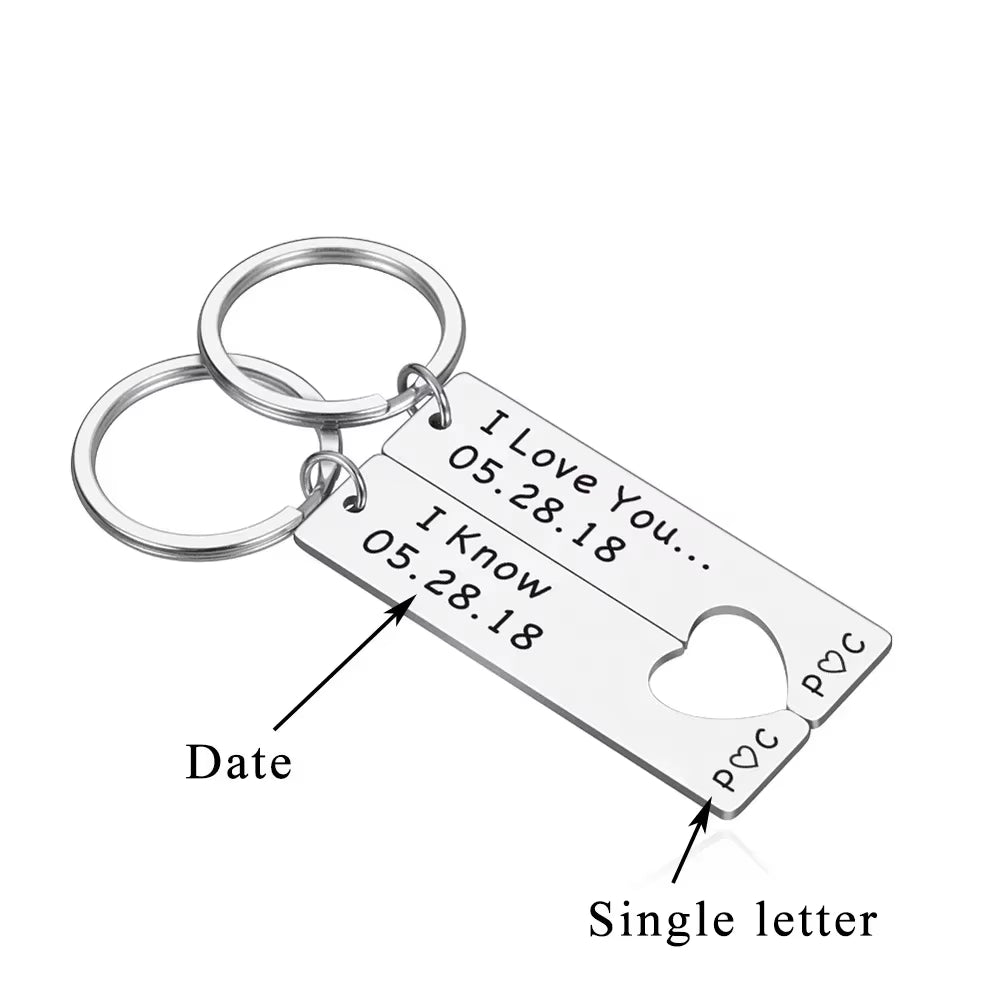 Customized Couples Keychain Boyfriend Girlfriend Keyring Husband Anniversary Valentine Day Gift Pinky Promise Women Men Keychain