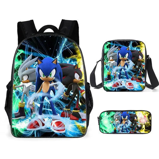 Sonic Backpack Primary and Middle School Students Schoolbag Boys Girls Anime Cartoon School Bag Mochila Zipper Shoulders