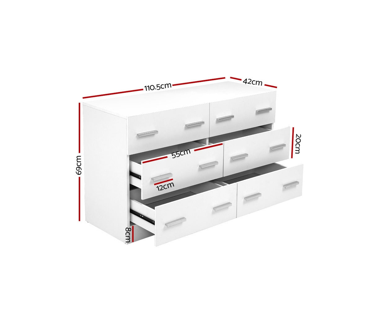 6 Chest of Drawers - VEDA White