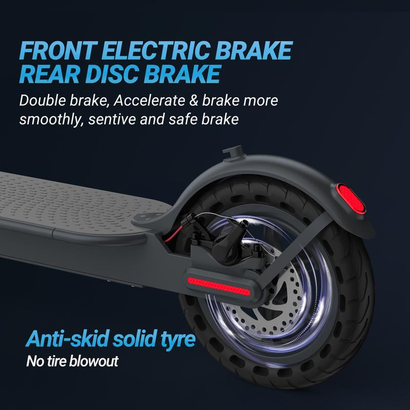 Aovopro ES80 Electric Scooter - 8.5" Solid Tires, 350W Motor up to 19 Miles of Range and 19 MPH Portable Folding Commuter Scooter with Dual Braking System and App E-Scooter