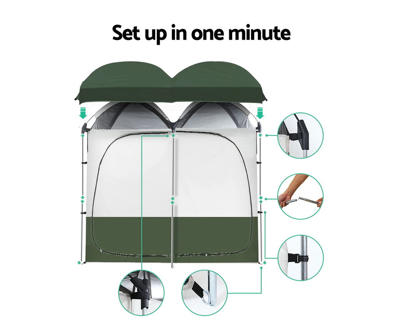 Double Camping Shower Toilet Tent Outdoor Portable Change Room