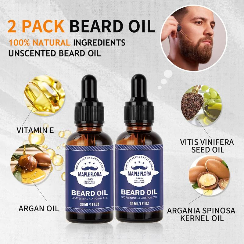 Beard Care Kit Gifts Set W/Beard Conditioner, 2 Packs Beard Oil, Beard Wash, Brush, Comb, Scissors, Bag, E-Book, Valentine'S Day Present Birthday Gifts for Men Him Dad Boyfriend Husband