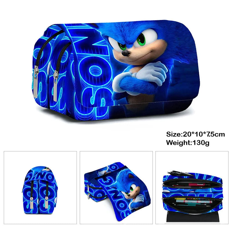 Sonic Backpack Primary and Middle School Students Schoolbag Boys Girls Anime Cartoon School Bag Mochila Zipper Shoulders