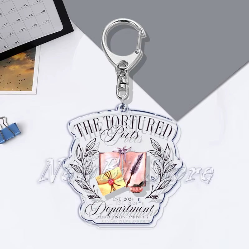 The Tortured Poets Department Key Chain Keychains Ring for Accessories Bag Funny Pendant Keyring Jewelry TTPD Fans Gifts