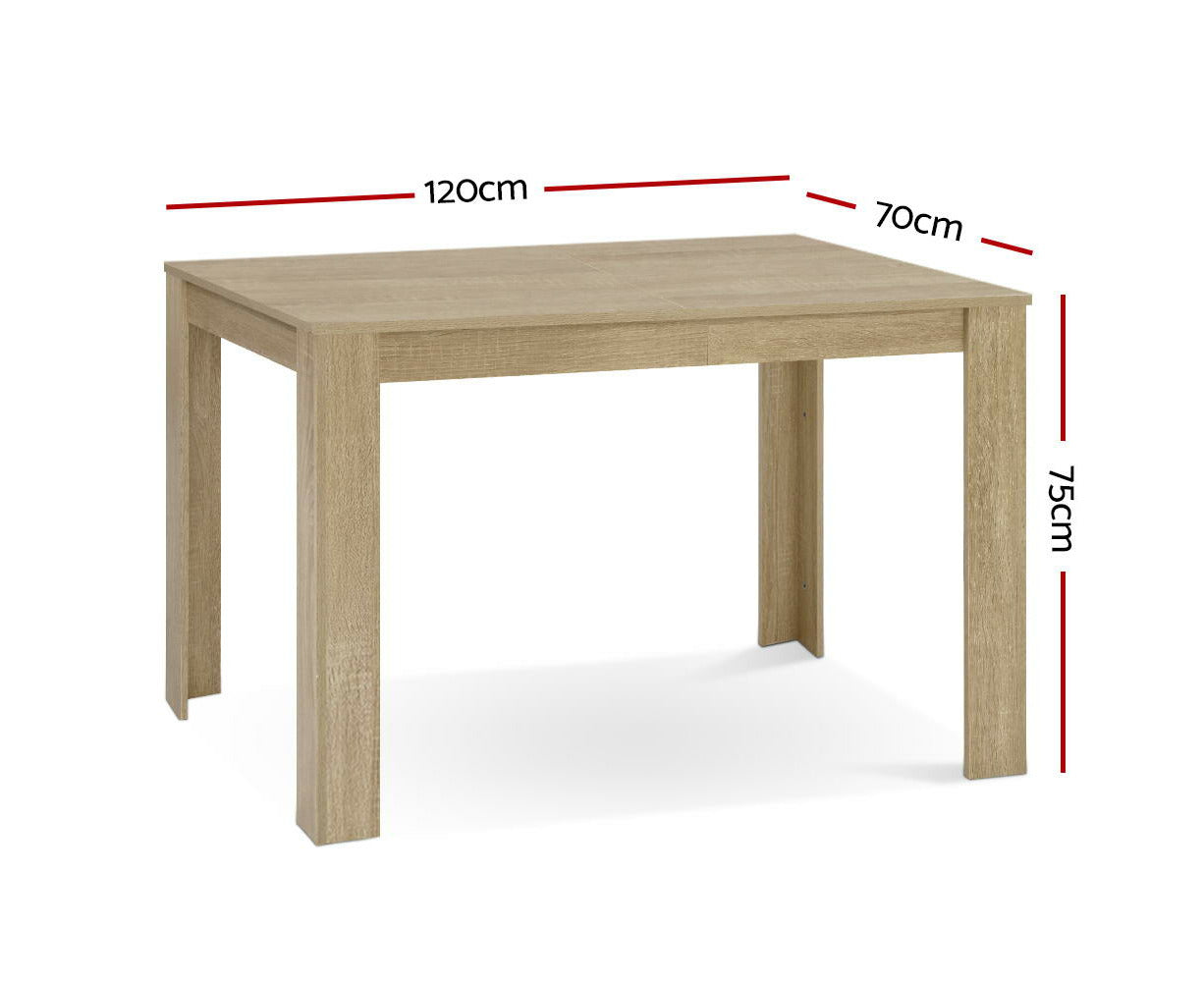 Dining Table Rectangular 4 Seater 120CM Oak Natu