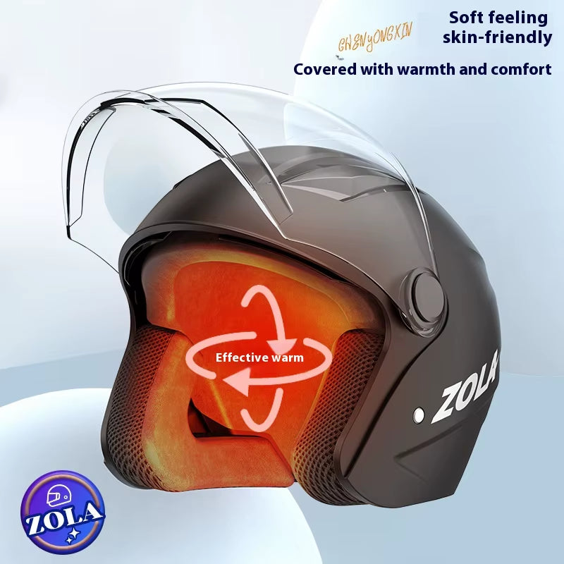 New National Standard Electric Bike Helmet Men anti Fog Warm Winter Electric Bike Korean Motorcycle Riding Double Mirror Helmet