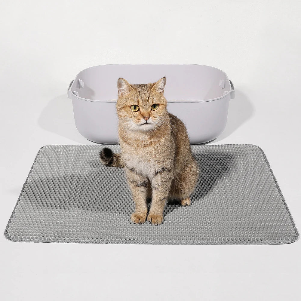 Cat Litter Mat Double Layer Pet Non Slip Big Pet Litter Box Filter Matwear Resistant Waterproof Anti-Slip Cat Litter Mat