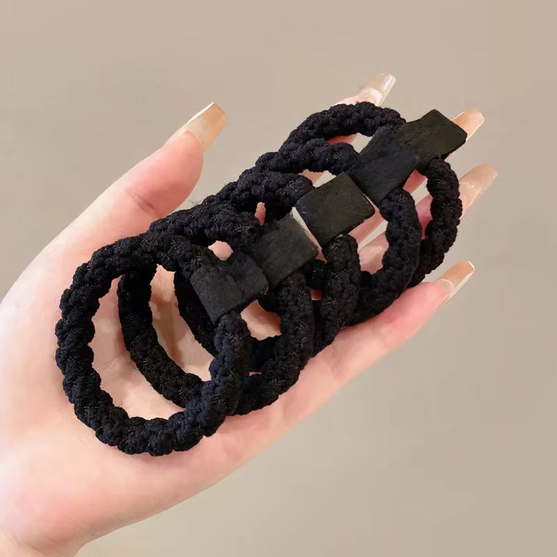 6-Pack Simple Durable Frosted Telephone Line Hair Ties High Elasticity Rubber Band Women Hair Accessories