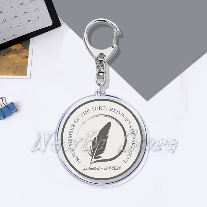 The Tortured Poets Department Key Chain Keychains Ring for Accessories Bag Funny Pendant Keyring Jewelry TTPD Fans Gifts