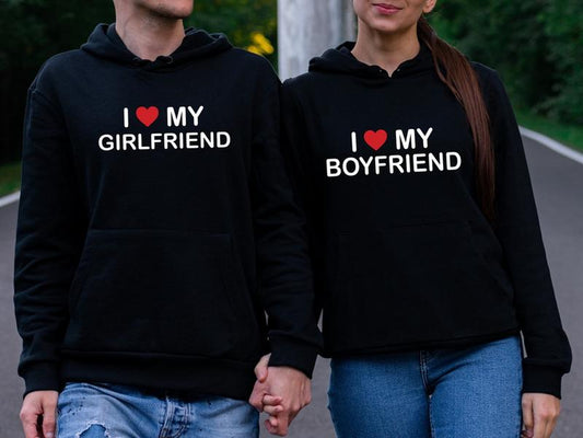 I Love My Boyfriend Sweatshirt, Girlfriend Hoodie, Valentines Gift Sweater, Matching Couples Hoodie, Cute Birthday Friend Gift Sweatshirt, Anniversary Gift Long Sleeve.