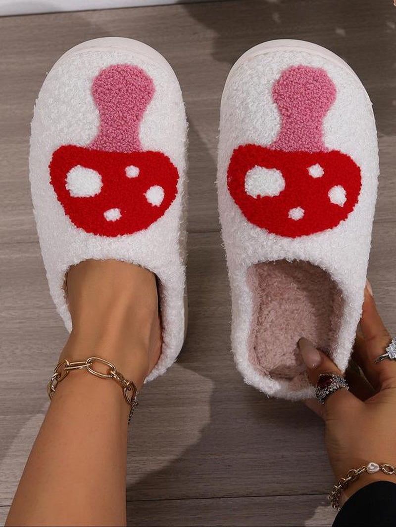 Women'S Cute Cartoon Deer Design Plush Bedroom Fluffy Slippers, Non-Slip Soft Plush Fuzzy Slippers for Indoor, Women'S House Slippers Indoor Slippers