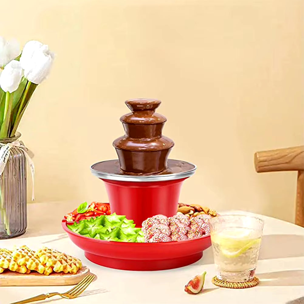 3Layer Chocolate Fountain Chocolate Melt with Heating Fondue Machine Fruits/Nuts/Treats Serving Tray Chocolate Melting Waterfall