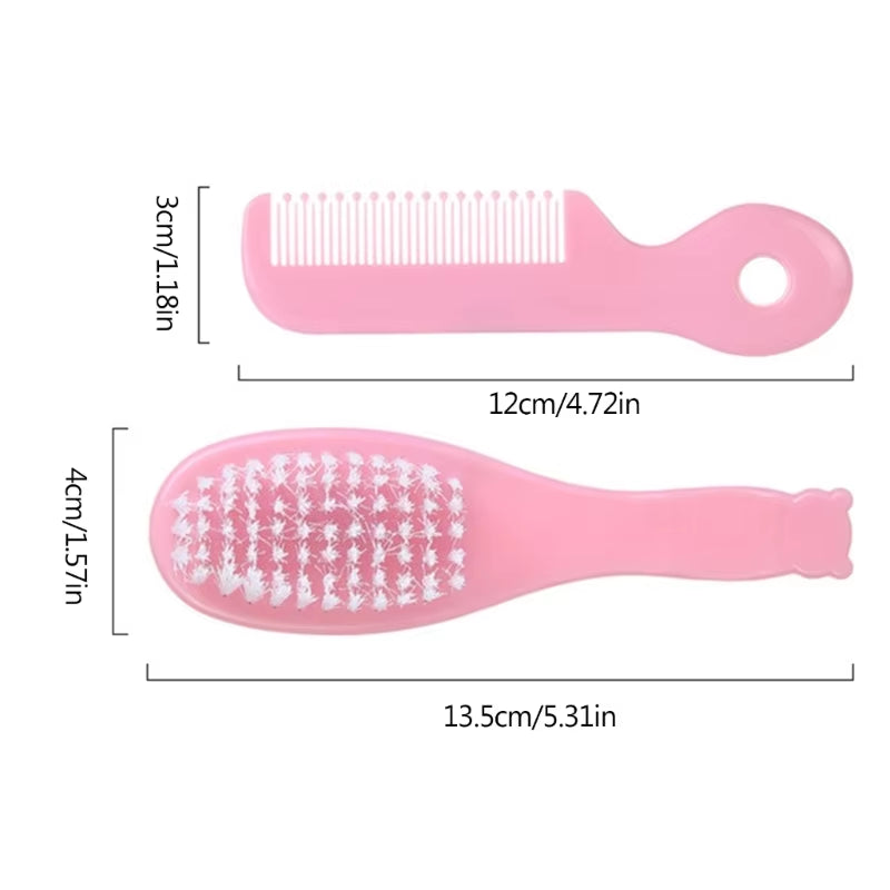 Baby Hair Brush & Comb Set Children Hair Brush Soft Nylon Bristle Cradle Caps Hair Brush for Toddler Infant Massage