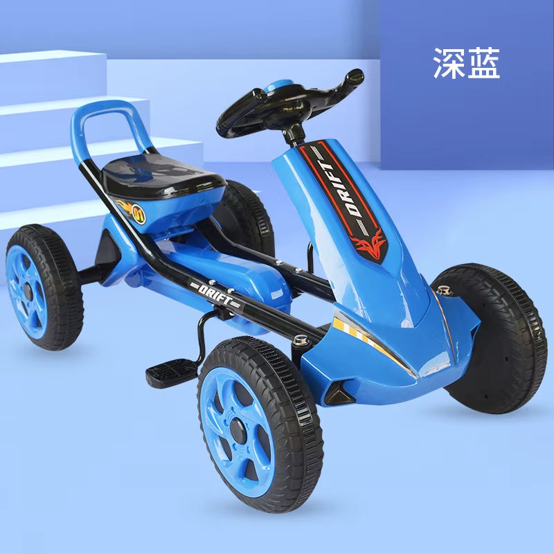 Lazychild Foldable Go Kart 4 Wheel Pedal Ride on Adjustable Seat Ride on Pedal Toy Car for Kids 2-8 Years Karting Dropshipping