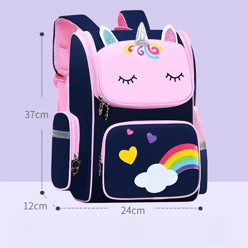 Girl School Backpack with Large Capacity Waterproof Unicorn Print