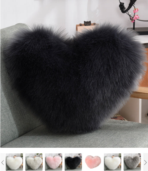 Throw Pillows Heart Shape Long Plush Fluffy Shaggy Cushion Cover Sofa Cushions Decorative Pillow Covers Pillowcase White