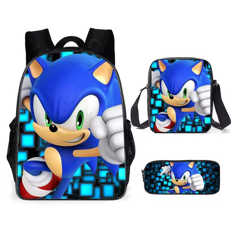 Sonic Backpack Primary and Middle School Students Schoolbag Boys Girls Anime Cartoon School Bag Mochila Zipper Shoulders