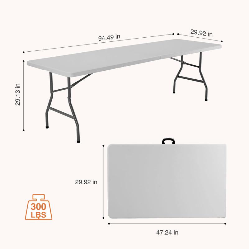 4/6/8FT Folding Table Outdoor Indoor Heavy Duty Portable Table with Carrying Handle for Camping Picnic Party for Christmas Gifts