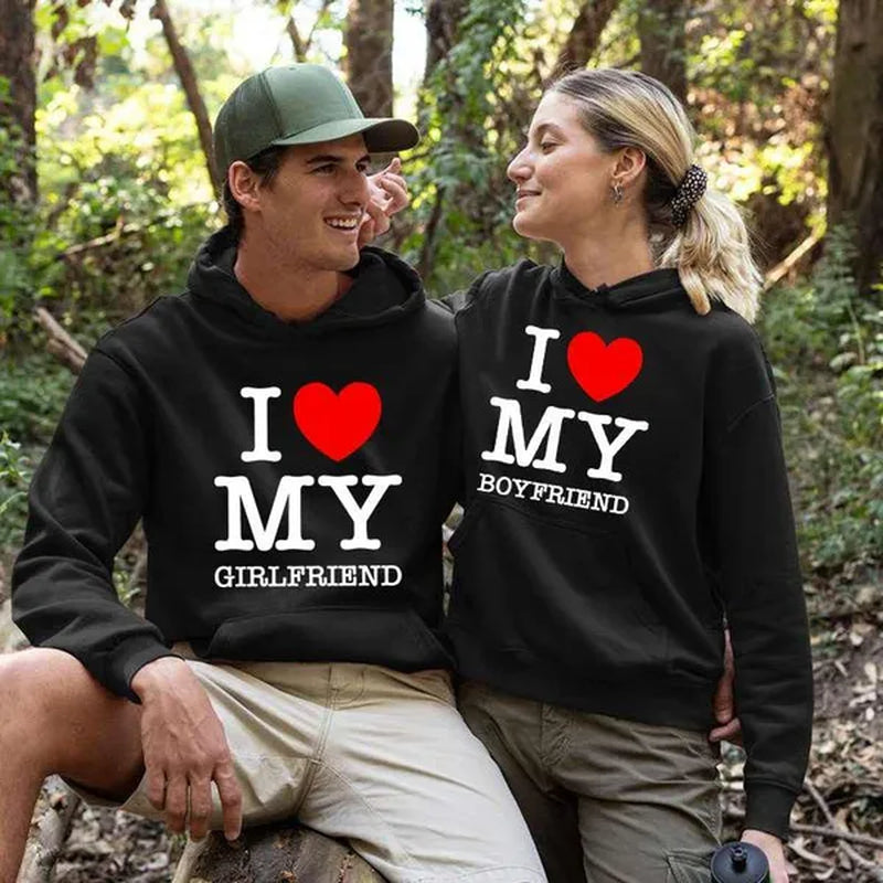 I Love My Girlfriend I Love My Boyfriend Hoodies for Couples Him and Her, Valentine'S Day Matching Hoodies for Couples, Wife Husband Boyfriend Girlfriend Gifts, His and Her Valentine Sweatshirts