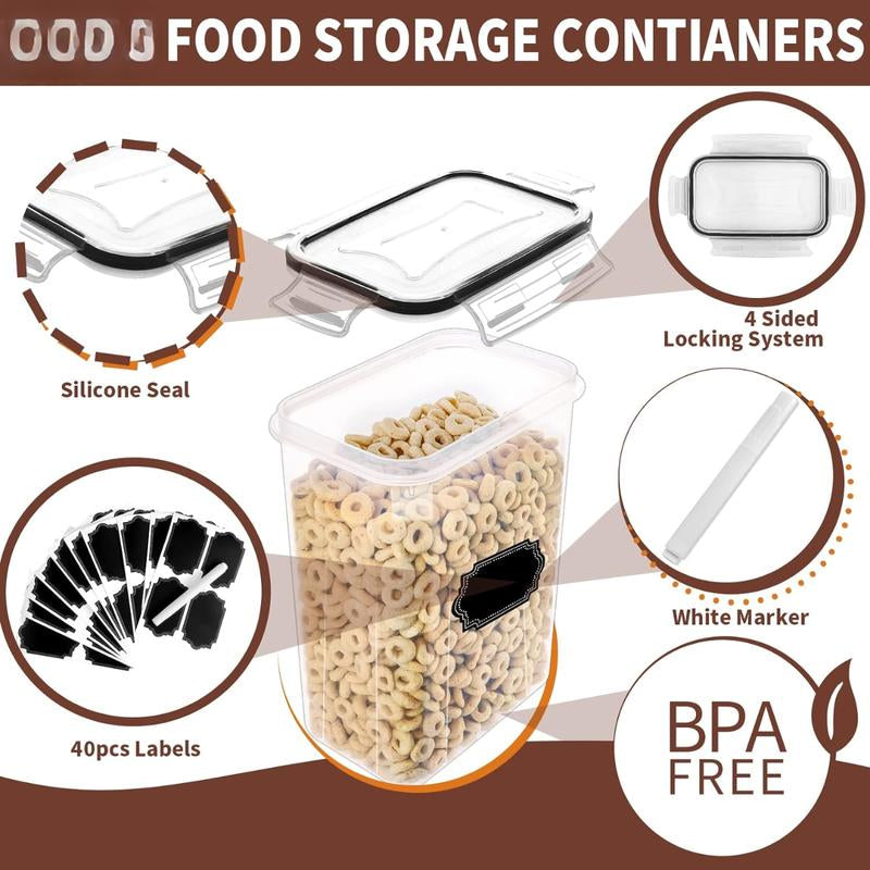 24 PCS Airtight Food Storage Containers with Lids, Kitchen Pantry Organization and Storage, Bpa-Free Plastic Scale Food Canisters for Cereal, Flour, Sugar, Dry Food, Include Labels & Marker