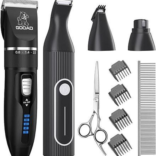 Gooad Comfort Cordless Dog Nail Clipper, Summer USB Electric Dog Nail Trimmer, Rechargeable Pet Paw Grooming Trimmer and Professional Dog Grooming Kit,Low Noise Dog Shaver Clippers Dog Trimmer Pet Shaver