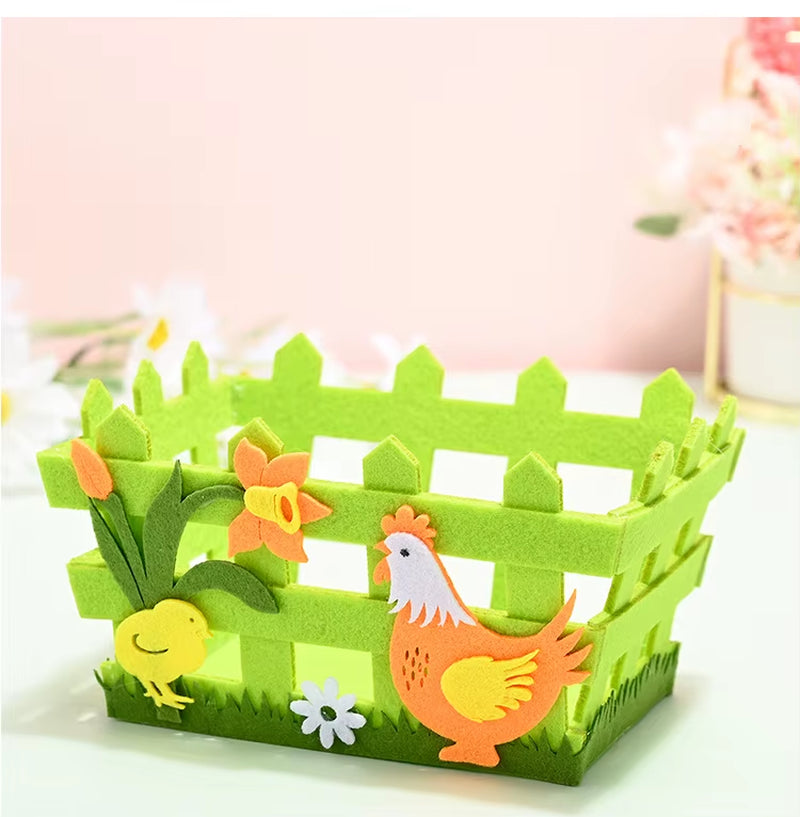 2024 Non-Woven Fabric Easter Basket Kids Color Eggs Bucket Welcome Spring Insect Butterfly Parti Bunny Easter Party Happy Easter