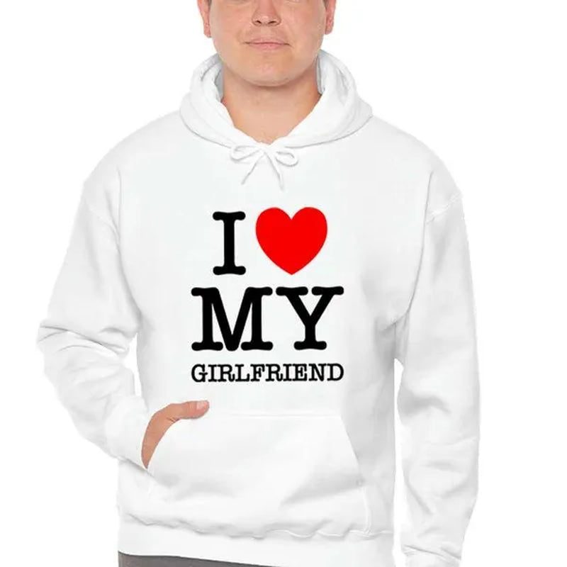 I Love My Girlfriend I Love My Boyfriend Hoodies for Couples Him and Her, Valentine'S Day Matching Hoodies for Couples, Wife Husband Boyfriend Girlfriend Gifts, His and Her Valentine Sweatshirts