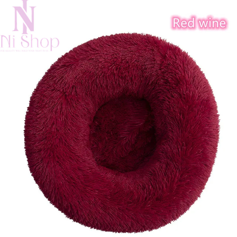 Pet Dog Bed Plush Full Size Washable Calm Bed Donut Cat Bed Comfortable Sleeping