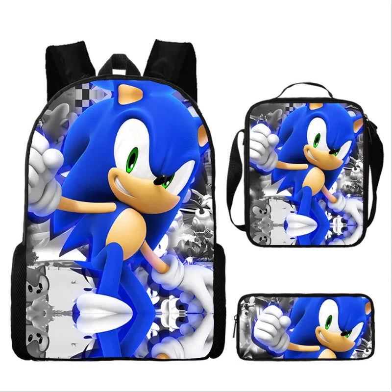 Sonic Backpack Primary and Middle School Students Schoolbag Boys Girls Anime Cartoon School Bag Mochila Zipper Shoulders