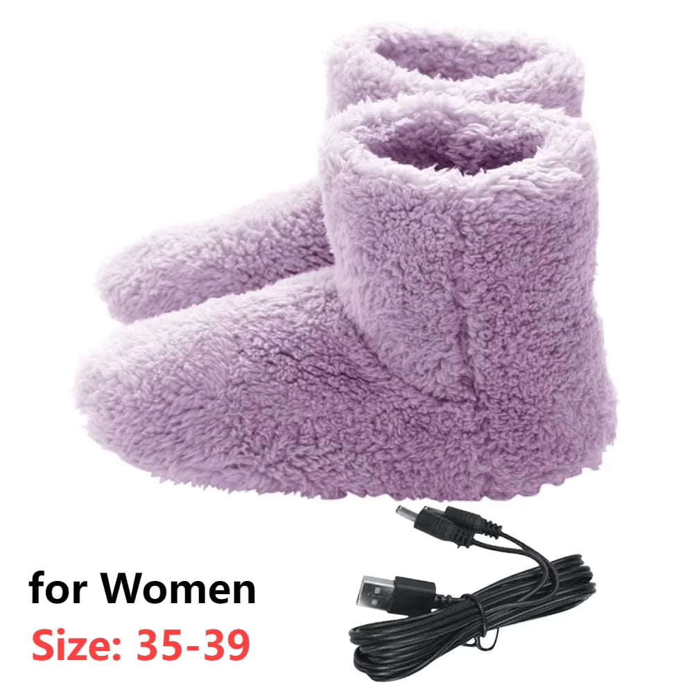 USB Electric Heater Foot Warmer Heated Comfort Fleece Suede Cushion Couple Warm Foot Cover Feet Heating Pads for Home Sleeping