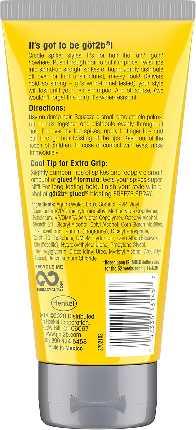 Glued Styling Spiking Hair Gel 2-6 Oz Tubes + 1 Travel 1.25 Oz Tube