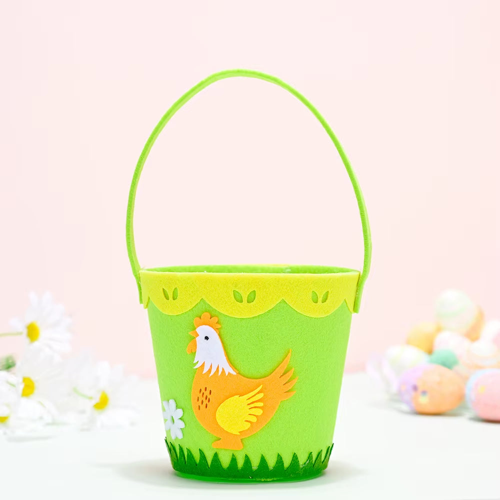 2024 Non-Woven Fabric Easter Basket Kids Color Eggs Bucket Welcome Spring Insect Butterfly Parti Bunny Easter Party Happy Easter