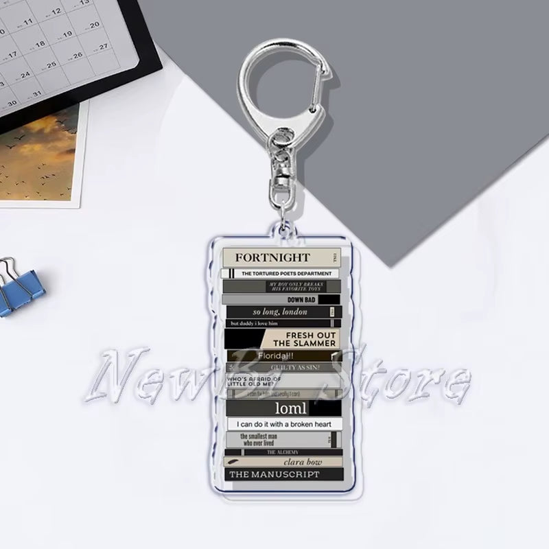 The Tortured Poets Department Key Chain Keychains Ring for Accessories Bag Funny Pendant Keyring Jewelry TTPD Fans Gifts