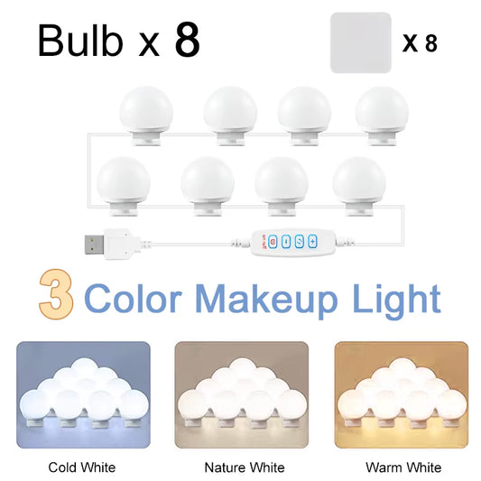 LED Detachable Bulbs Professional Makeup Mirror Lamp USB Power Cosmetic Mirror Light Hollywood Dressing Table Vanity Lights