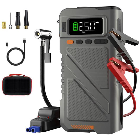 6000A Car Jump Starter with Air Compressor, Car Battery Jumper Starter Portable Jump Box Combo 150PSI Tire Inflator, 12V Vehicle Jump Booster Pack with Extended Jumper Cable Air Compressor Quick Charge Car Battery Battery Bank Portable