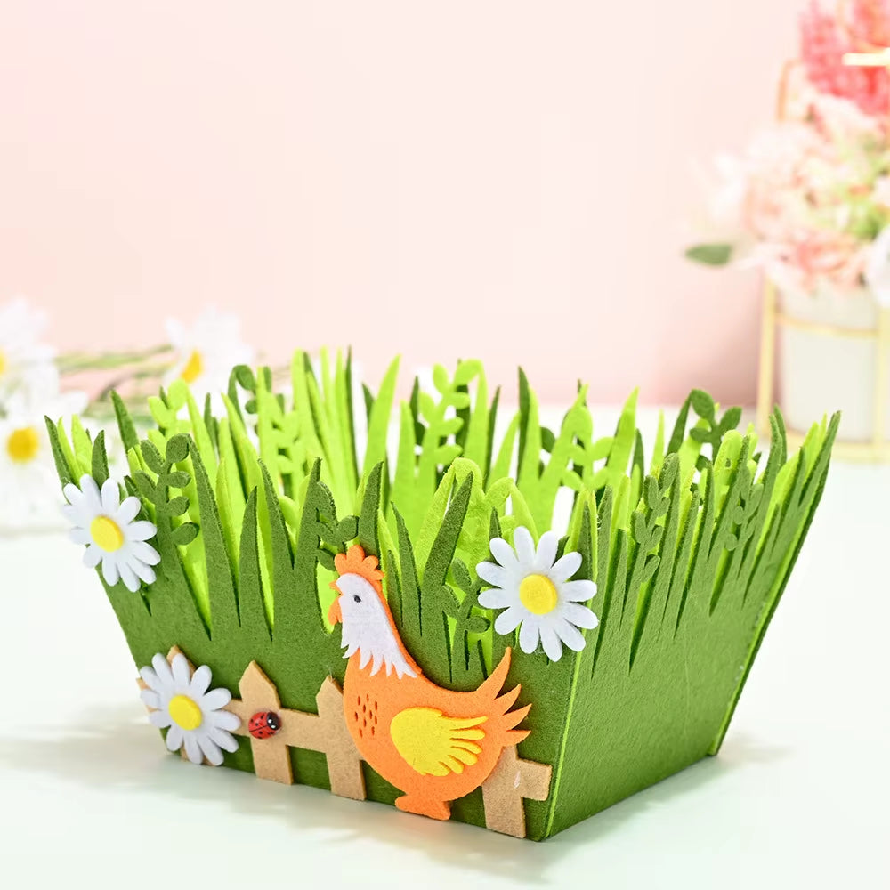 2024 Non-Woven Fabric Easter Basket Kids Color Eggs Bucket Welcome Spring Insect Butterfly Parti Bunny Easter Party Happy Easter