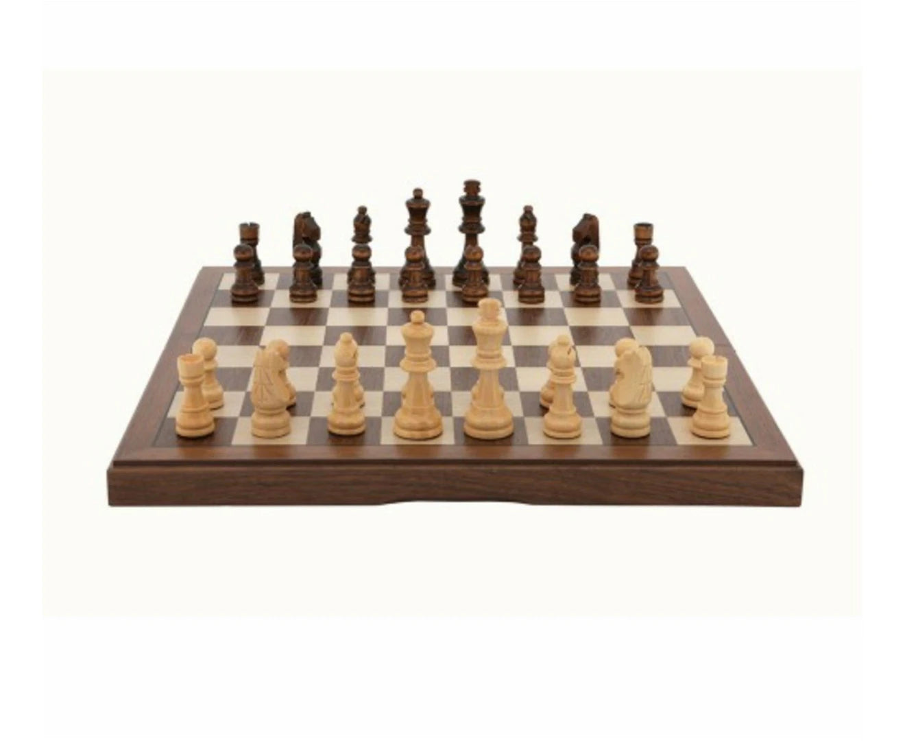 Dal Rossi 12 Inch Walnut Inlaid Folding Chess Set