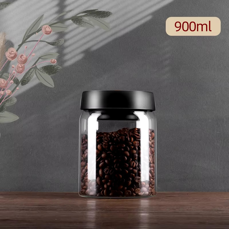 Vacuum Sealed Jug Coffee Beans Glass Airtight Canister Food Grains Candy Keep Fresh Storage Jar Kitchen Accessories