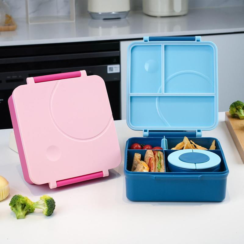 4 Compartment Bento Lunch Box with Soup Thermo, 1 Count Leakproof Lunch Food Container, Portable Lunch Box for Home Office School